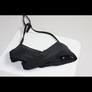 Black wrap scoop neck bikini top